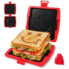Microwave Sandwich Maker & Grilled Cheese Press - Mini Toastie Maker with Cut... Sandwich Makers price