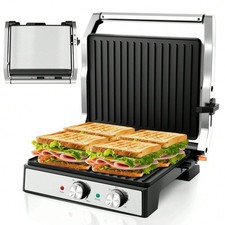 1600W Panini Press Grill 4-Slice Sandwich Maker Non-Stick 180 Open Stainless Sandwich Makers price