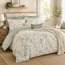 Green Floral Queen Duvet Cover Set - Cottagecore Botanical Bedding Duvet Cover Set price
