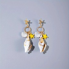 Women's Boho Earrings Acrylic Conch Pendant Alloy Starfish Studs Fashion Jewelry Costume Earrings price