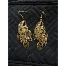 Gold Leaf Dangle Earrings Statement Fashion Jewelry Costume Accessory Costume Earrings price