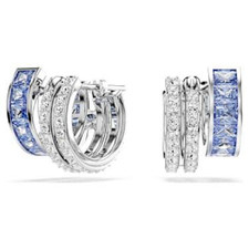 Brand New Swarovski Connexus Hoop Earrings Mixed Cut Blue White Tone 5690030 Costume Earrings price