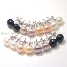 Wholesale 8 Pairs Natural Black White Pink Purple Freshwater Pearl Stud Earrings Costume Earrings price