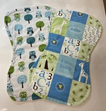 Handmade 2 Pack Boy Nursery Print Burp Cloths Feeding Bib price