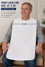 18x30 White Terry Adult Bib Reusable Washable Feeding Bib, 12/pk Feeding Bib price