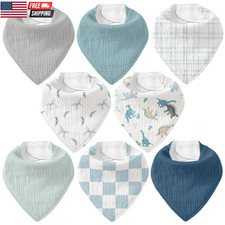 Muslin Baby Bibs 8 Pack, Baby Bandana Drool Bib for Drooling and Teething, Cotto Feeding Bib price