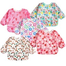 5 Pack Baby Long Sleeve Bibs| Waterproof Full Sleeve Bib for Baby Infant Todd... Feeding Bib price