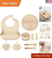 Silicone Baby Feeding Set 9 Pcs, Spill-Proof Suction Plate, Bowl, Bib, Silico... Feeding Bib price