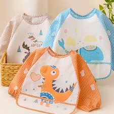 3pk Long Sleeve Baby Bibs Waterproof Sleeved Smock 6-36 Months Feeding Feeding Bib price