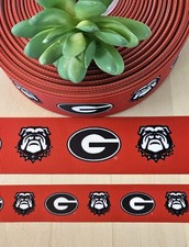 5/8, 7/8 & 1.5" (1 YD) Georgia Bulldogs Grosgrain Ribbon Collegiate Logo Ribbon Ribbons price