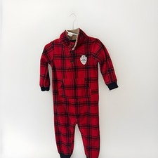 Carter's 24 Months Red/Black Plaid Fleece One Piece Sleeper Pajamas Buttons Baby Pajamas price