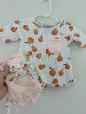 SweetHoney 12M Orange Citrus Ruffle Pajama Lounge Set Baby Girl Boutique PJs Baby Pajamas price
