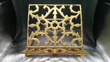 Vintage Ornate Brass Book Stand CookBook Bible Holder Adjustable Folding Rack 9" Book Holder / Stand price