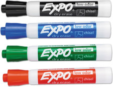 EXPO Dry Erase Markers, Low Odor Ink, Assorted Colors, Chisel Tip, 4 Count - Whi Whiteboard Marker price