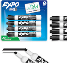 EXPO Dry Erase Markers, Low Odor Ink, Black, Chisel Tip, 4 Count - Whiteboard, C Whiteboard Marker price