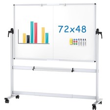 VIZ-PRO Double-Sided Mobile Whiteboard 72 x 48" Magnetic Rolling Dry Erase Board Whiteboard Marker price