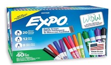 Expo Dry Erase Markers 40 Count Assorted Colors Chisel Fine Ultra Fine Low Odor Whiteboard Marker price
