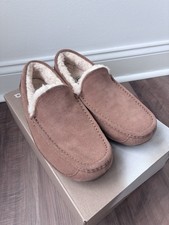 UGG Ascot Men’s Moccasin Slippers Brown Suede Sheepskin Lined US 10 Men's Slippers price