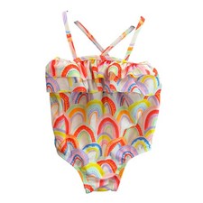 Wonder Nation One Piece Swimsuit Baby 3-6M Multicolor Rainbow Ruffle Snap Bottom Baby Swimsuit price