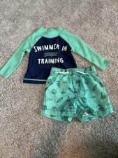 Boys Swim Outfit - Rash Guard & Shorts - 6 Months Baby Swimsuit price