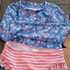 Girls 2-Piece Swim Set 5T Floral Long Sleeve Swim Shirt & Ruffle Bikini Bottom Baby Swimsuit price