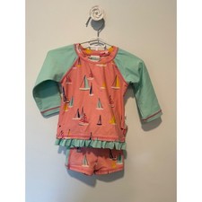 Hanna Andersson Kids Sailboat Rash Guard Swim Set Pink Mint Size 80 12-18M Baby Swimsuit price