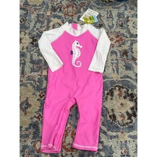 Flap Happy Rash Guard Swimsuit Girls 12M Pink Seahorse Long Sleeve NWT Baby Swimsuit price