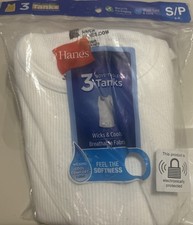 Hanes Boys Size S 3-pack White Tagless Tanks Tank Top Wife Beater Ribbed T-shirt Boys' Tank Top / Undershirt price