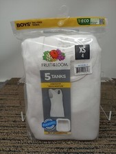 Fruit Of The Loom 5 Pk. BOY'S XS (4) Tag Free Stretch White Tank Top Undershirts Boys' Tank Top / Undershirt price