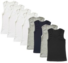 Boys Undershirt 4-Pack Ribbed Colors Vest Muscle sleeveless Tank Top Size 1 6 12 Boys' Tank Top / Undershirt price