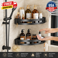 Bathroom Shower Caddy Shelf No Drill Shampoo Holder Corner Storage Rack Black Bathroom Shelf price