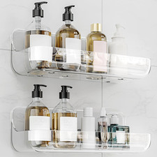 Adhesive Shower Caddy, 2 Pack Acrylic Bathroom Shelves, No Drill Wall Mount Orga Bathroom Shelf price