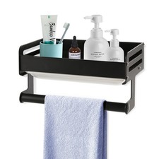Bathroom Shelves No-drill Wall Mount Shelf Shower Storage Rack Towel Roll Holder Bathroom Shelf price