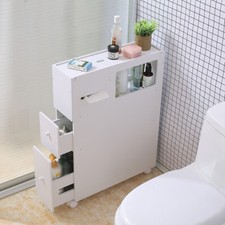 Slim Bathroom Storage Cabinet Floor Standing Toilet White Narrow Cupboard Shelf Bathroom Shelf price