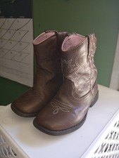 Wonder Nation Toddler brown western cowboy boots featuring pink stitching. Girls' Boots price