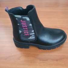 Justice Girls Black Camouflage Chelsea Boots Size 2 Lug Sole Ankle Booties Girls' Boots price