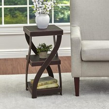 Twisted End Side Table Nightstand Distressed Black Living Room Bedroom Furniture Side Table price