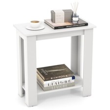 2-Tier Living Room Compact Modern Wooden Side Sofa Table w/ Bottom Storage Shelf Side Table price