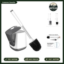 Elegant Self-Closing Toilet Brush & Holder with Extra Long Handle - White & Grey Toilet Brush price