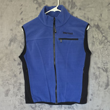Marmot Windstopper Men's Full Zip Vest Blue/Black Size S Stand-Up Collar #17 Windstopper & Fleece price