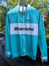Vintage Nalini Bianchi Milano Cycling Jacket Fleece Lined Thermal Celeste Men's Windstopper & Fleece price