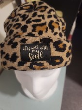 Women's Knitted Beanie Hat Multi-Colored Winter Hat Leopard Print One Size Women's Beanie price