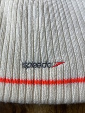 NWT SPEEDO white HOT orange Lined BEANIE HAT with LOGO Women's OS Women's Beanie price