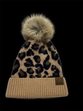 Pre-Owned C.C Leopard Pom Beanie, Women C.C Hats, Winter Hats, Warm Beanies Women's Beanie price