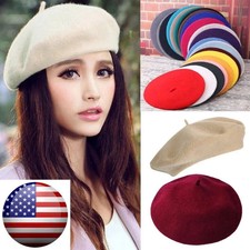 Warm French Style Lightweight Casual Classic Beanie Solid Color Wool Beret hat Women's Beanie price