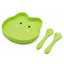 Bubidoodoo Baby Feeding Set, Suction Plate + Training Spoon / Fork BPA Free Feeding Set price