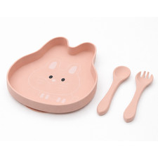 Bubidoodoo Silicone Suction Plate Set Toddler Feeding Spoon Fork Rabbit (Bunny) Feeding Set price