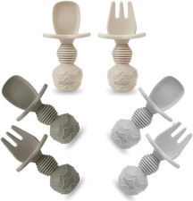 Pandaear 6 Pack Silicone Baby Spoons and Fork Feeding Set- Anti-Choke First Self Feeding Set price