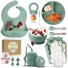 O'Doe Baby Weaning Set – 15 Pcs Silicone Baby Feeding Set. (Green) Feeding Set price