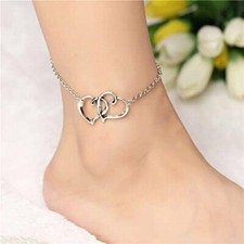 Double Heart Arrow Shape Stainless Steel Anklet Ankle Chain Bracelet Women Foot Anklet price
